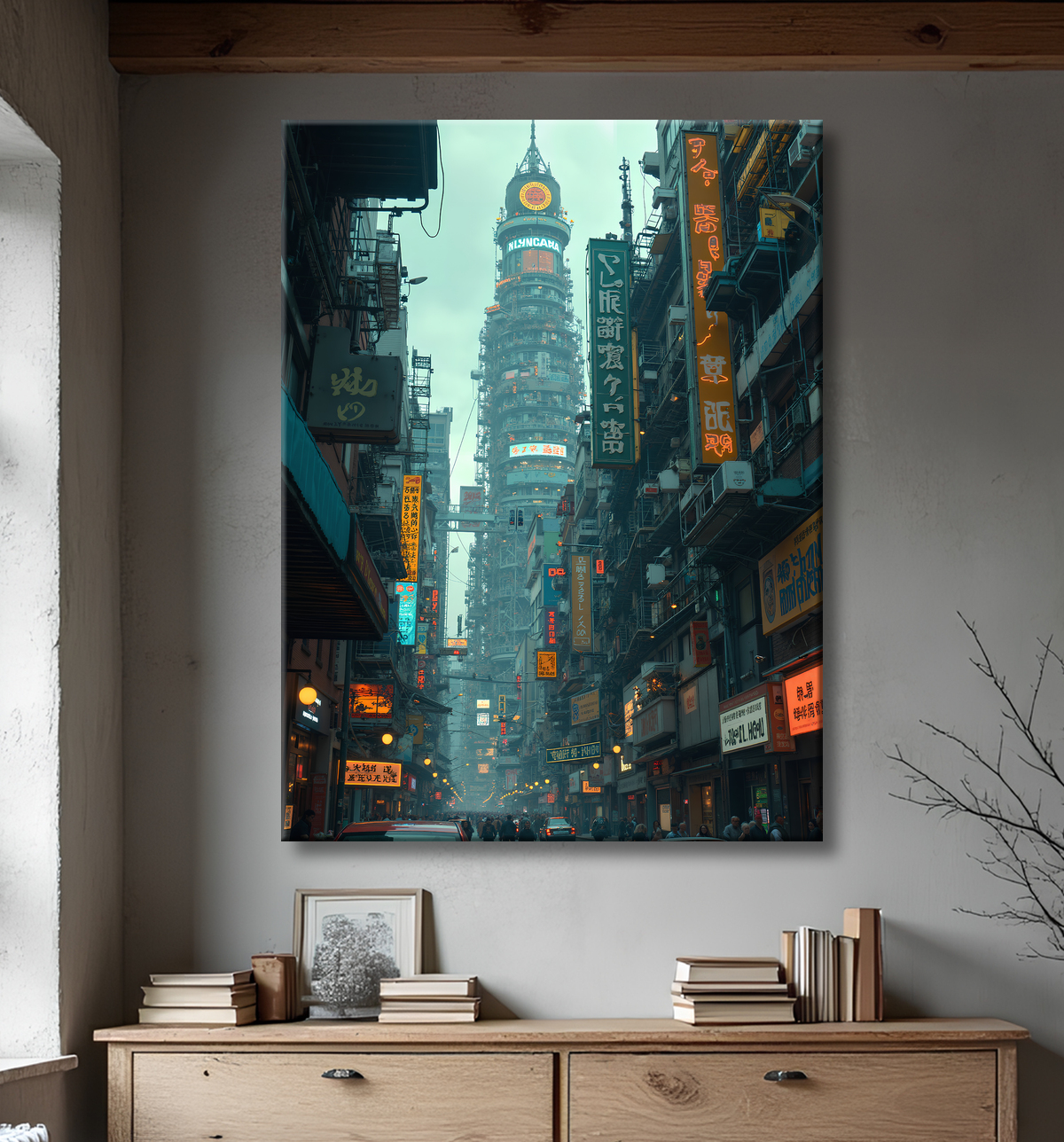 Tableau urbain futuriste : Métropole imaginaire impressionnante avec decor