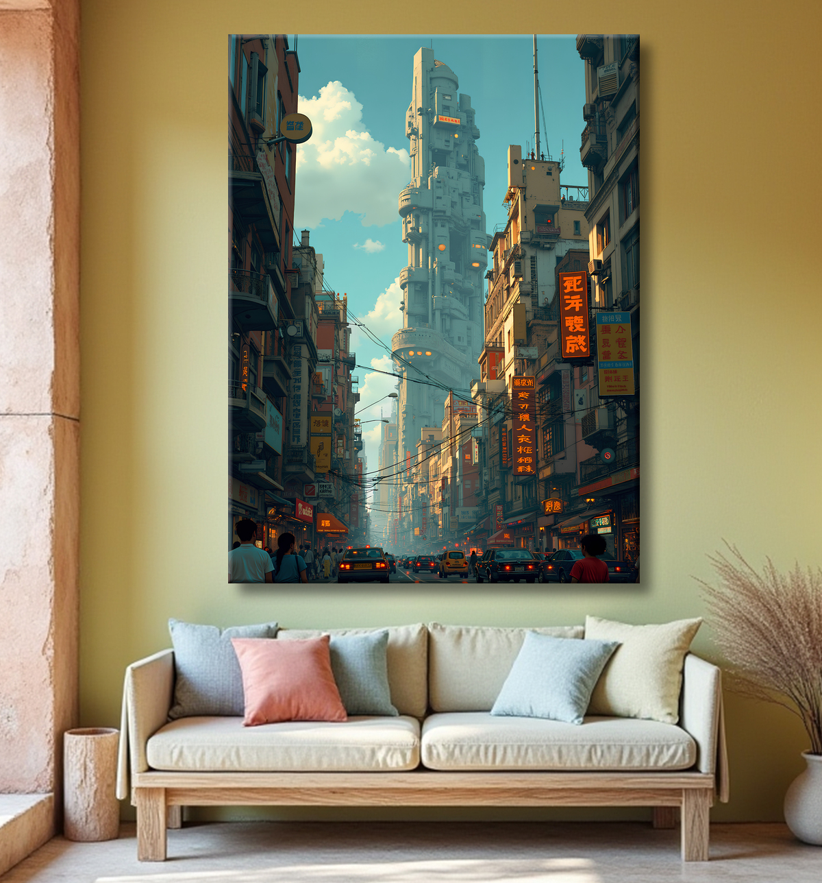 Tableau urbain futuriste : Métropole imaginaire impressionnante avec decor