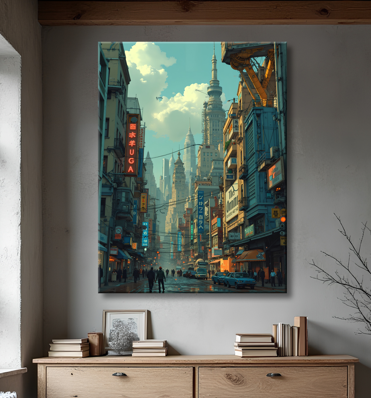 Tableau urbain futuriste : Métropole imaginaire impressionnante avec decor