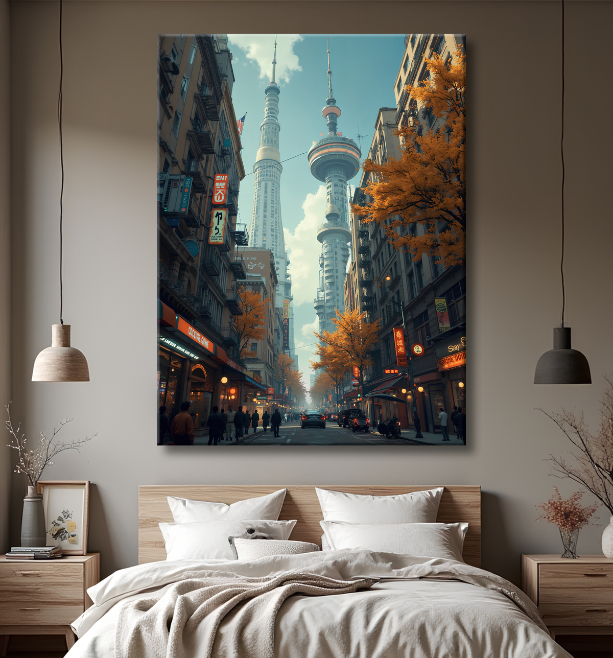 Tableau urbain futuriste : Métropole imaginaire impressionnante avec decor