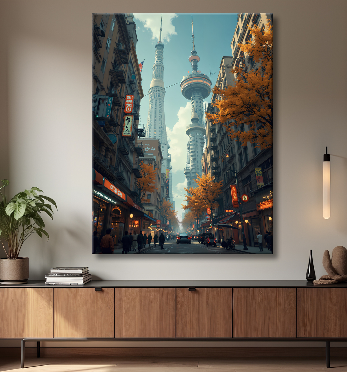 Tableau urbain futuriste : Métropole imaginaire impressionnante avec decor