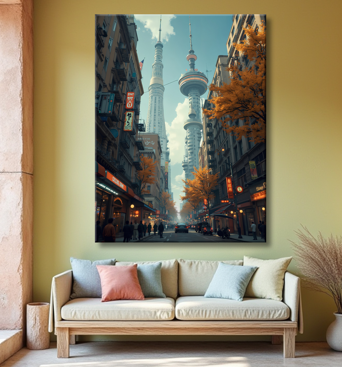 Tableau urbain futuriste : Métropole imaginaire impressionnante avec decor