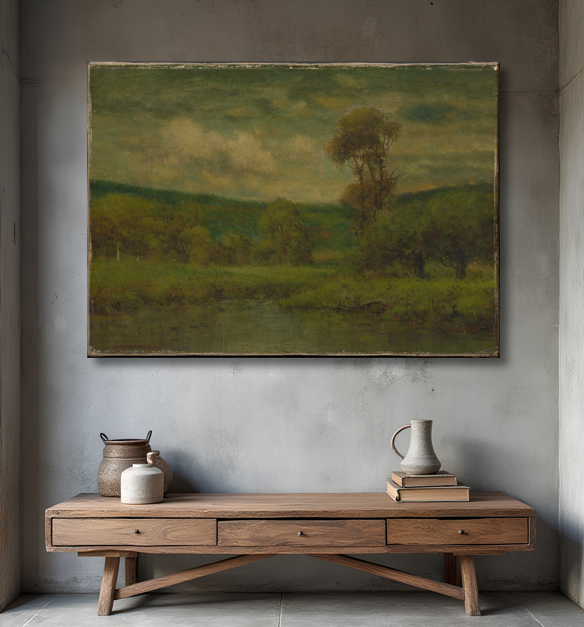 Reproduction Paysage de George Inness avec decor