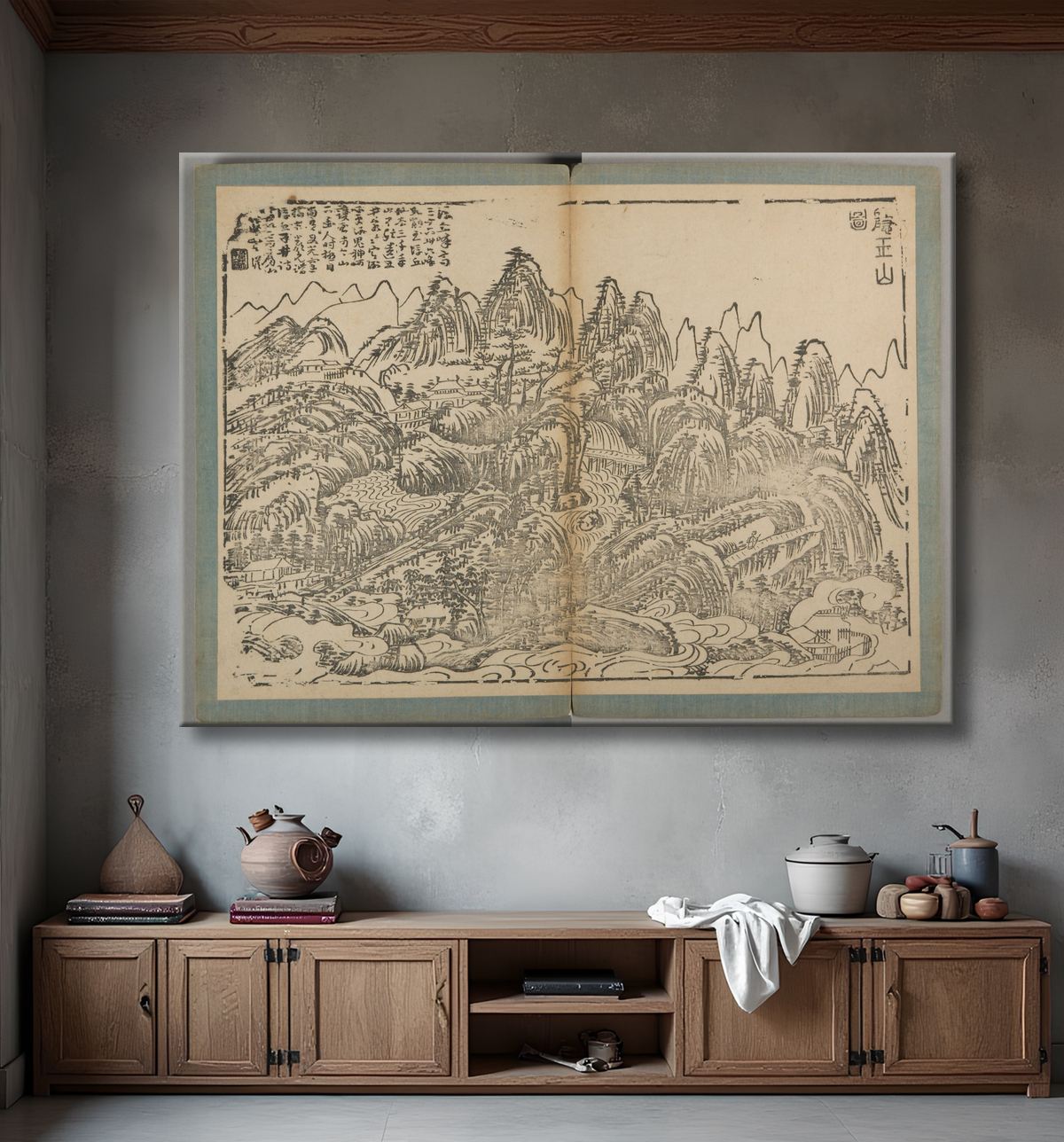 Reproduction Paysages de la préfecture de Taiping de Xiao Yuncong avec decor