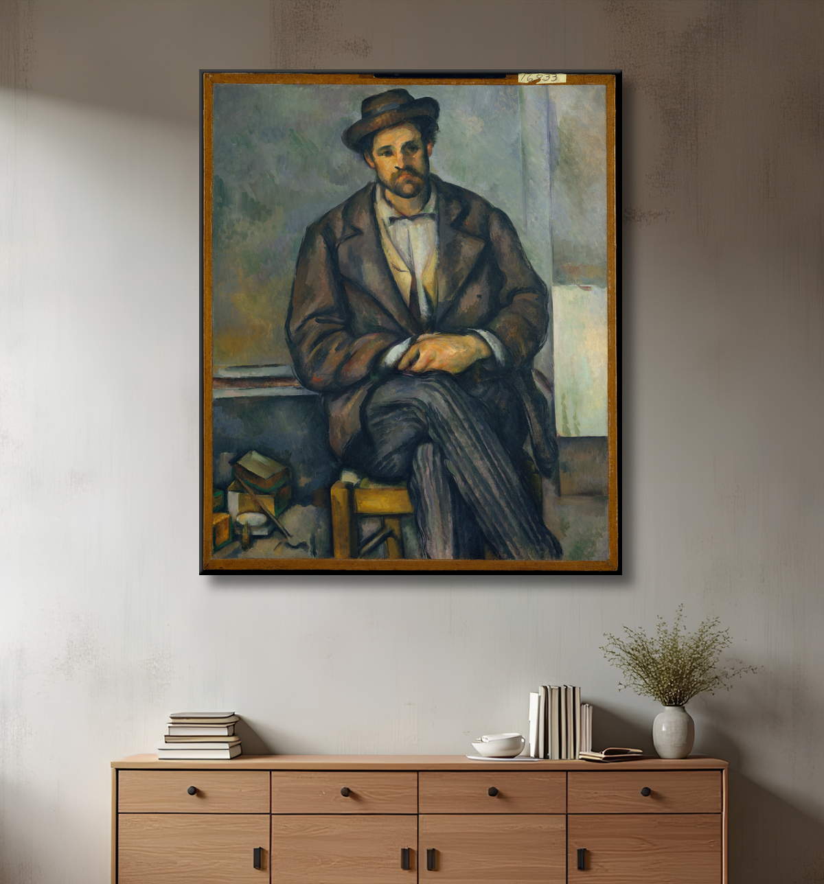 Reproduction Paysan assis de Paul Cézanne avec decor