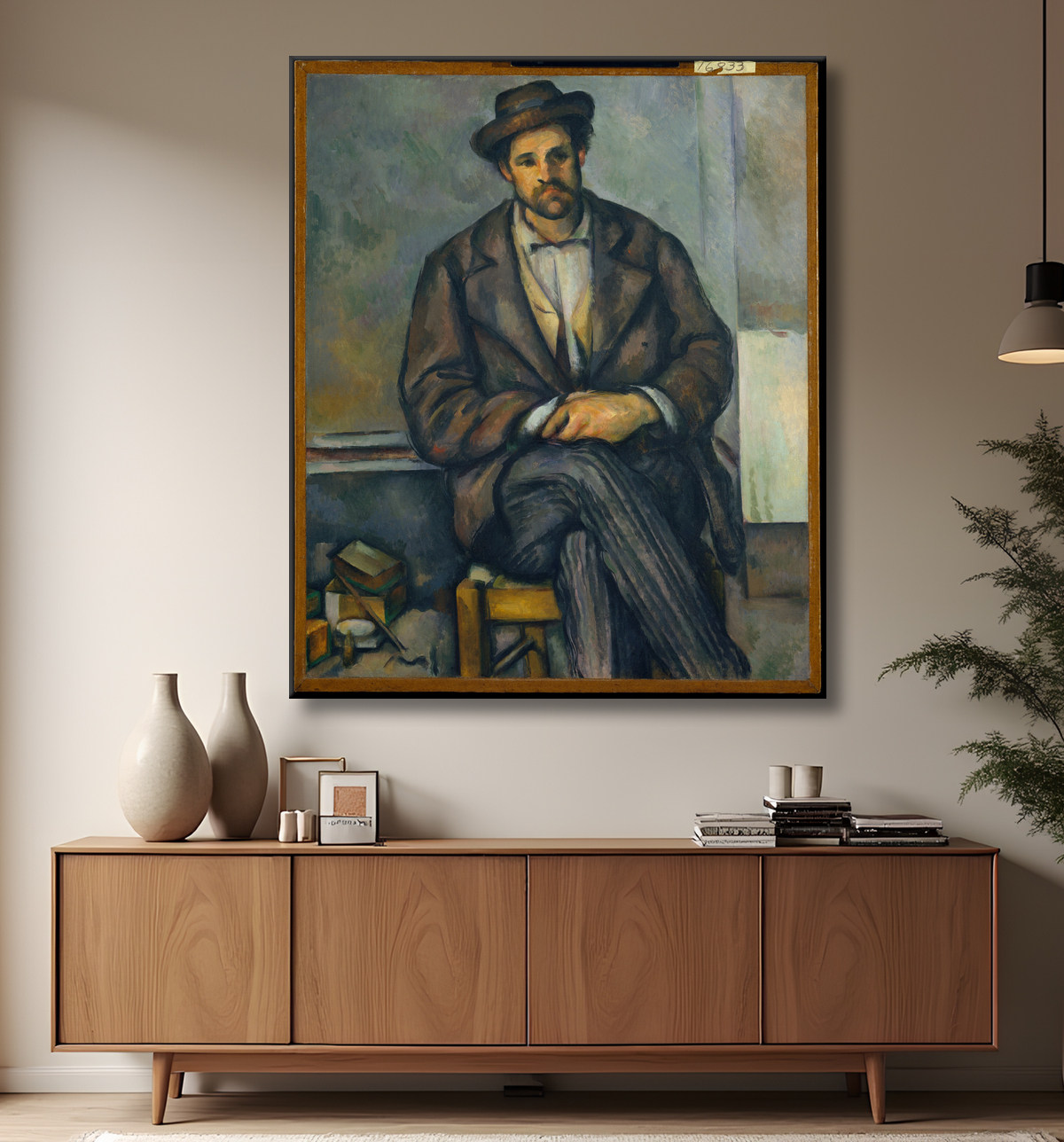Reproduction Paysan assis de Paul Cézanne avec decor