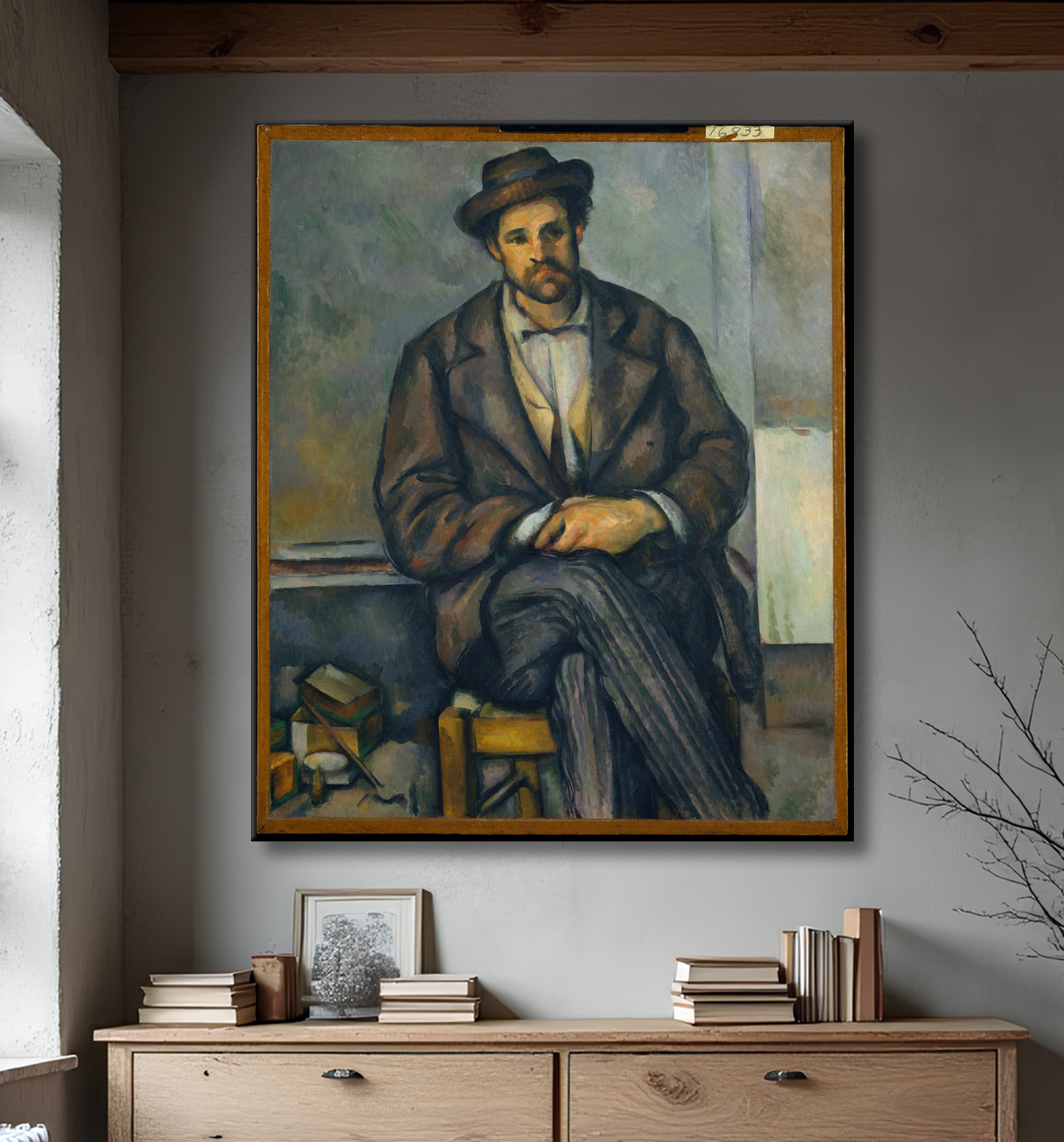 Reproduction Paysan assis de Paul Cézanne avec decor