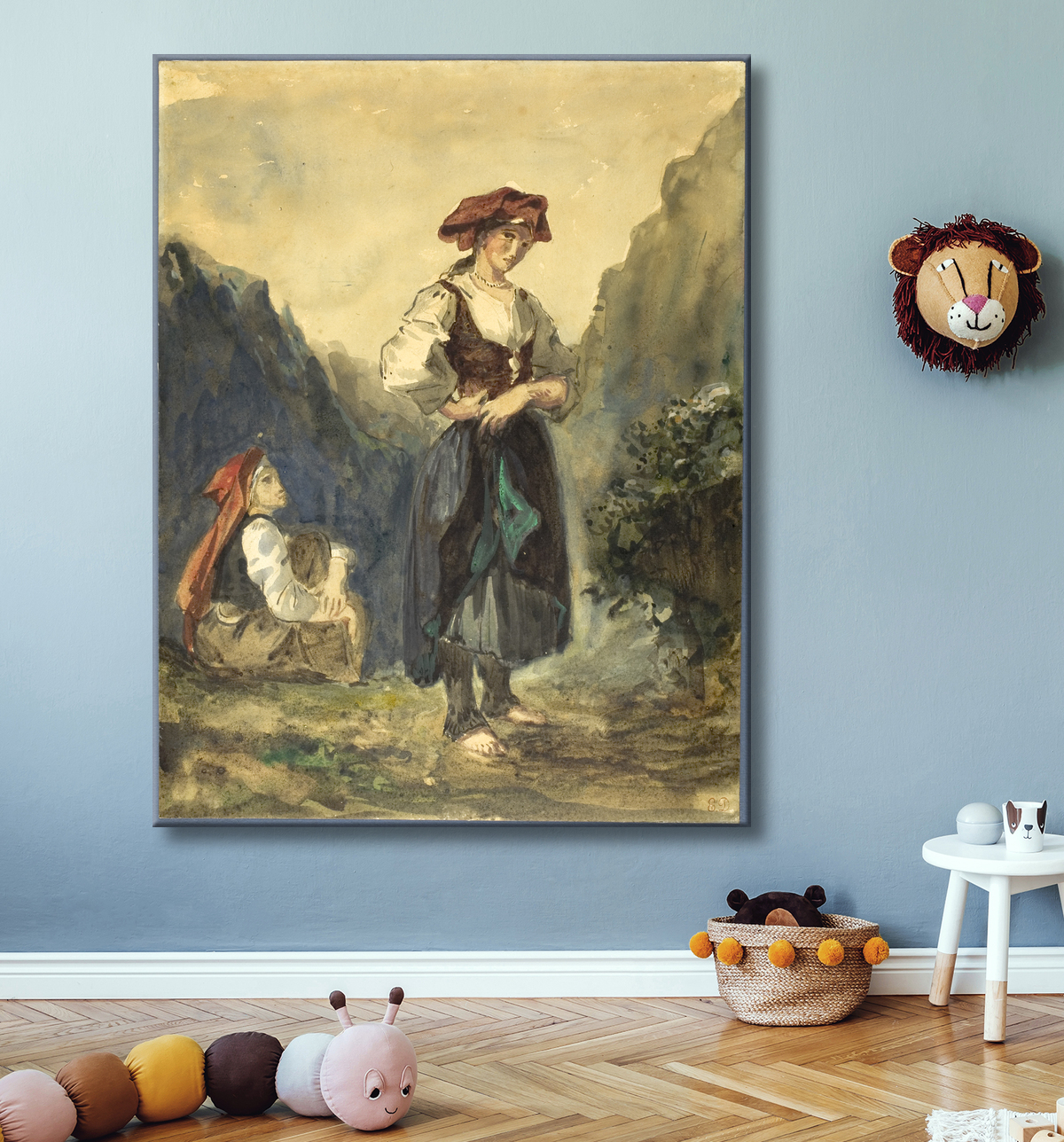 Reproduction Paysannes de la Région des Eaux-Bonnes de Eugène Delacroix avec decor