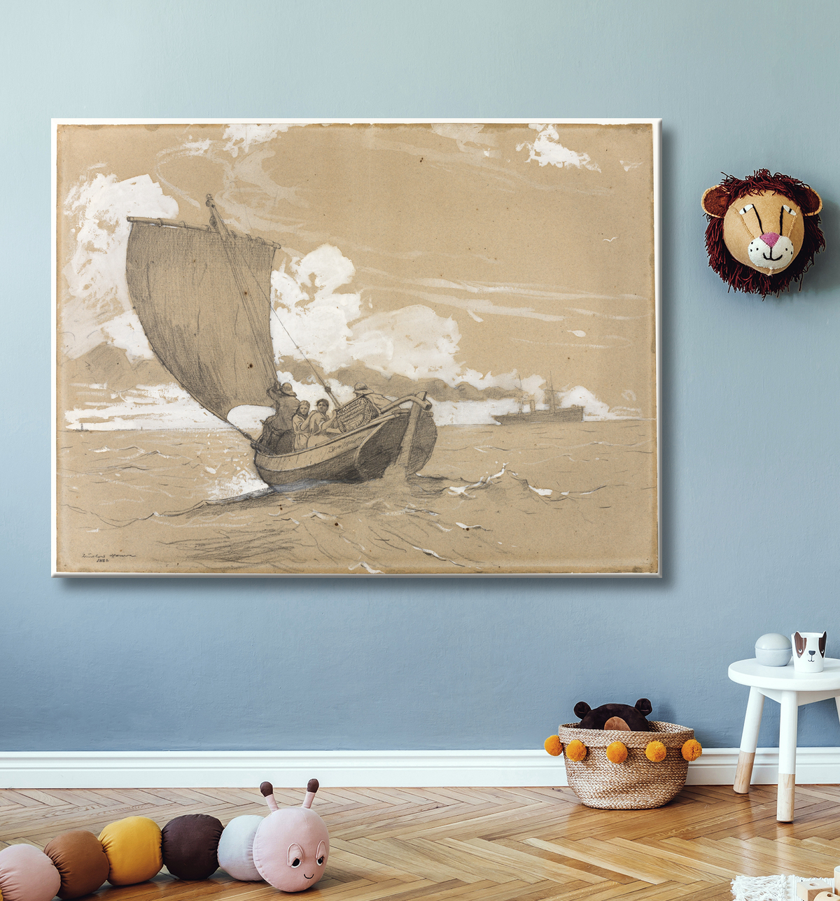 Reproduction Pêche au large de Scarborough de Winslow Homer avec decor