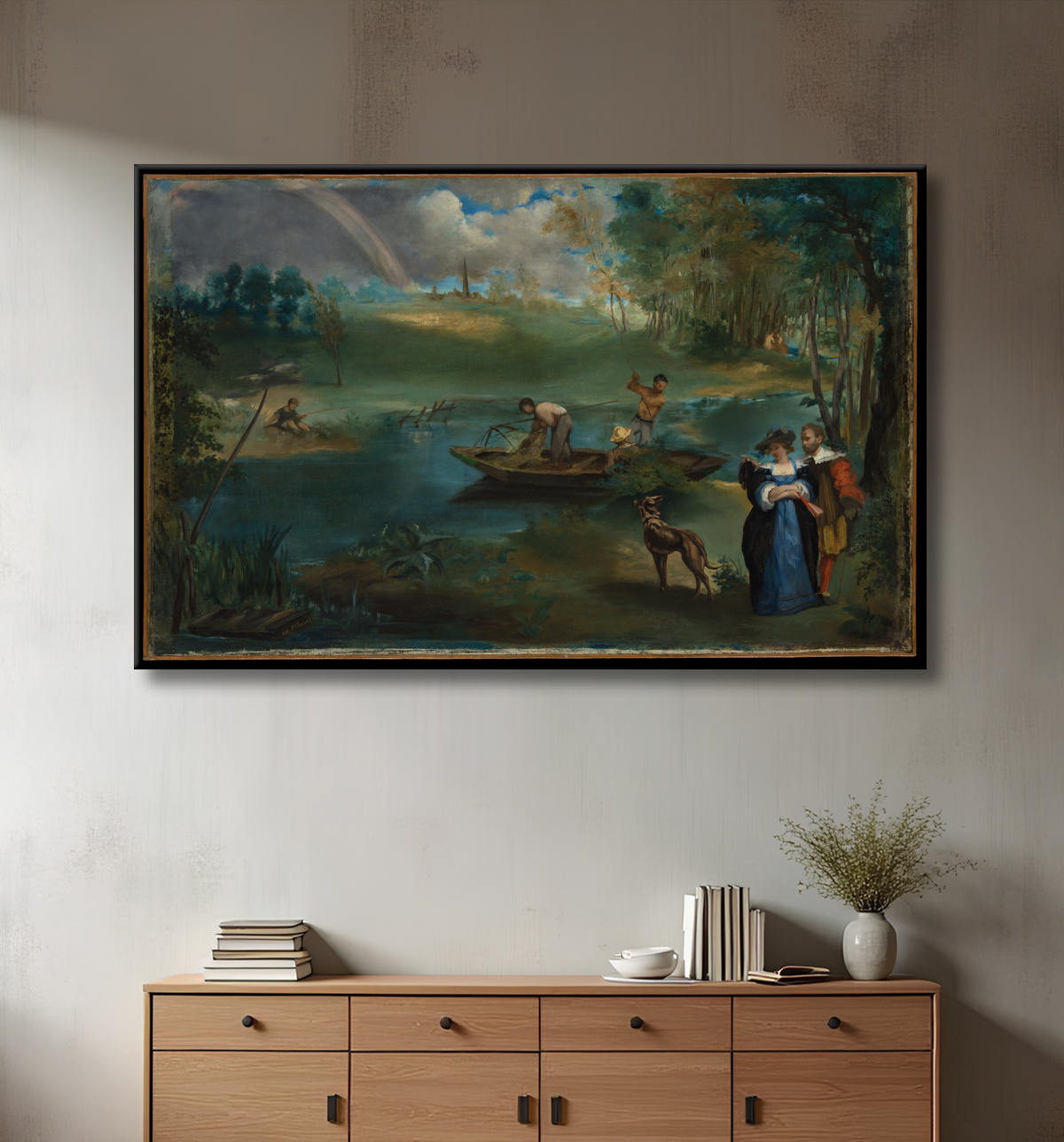 Reproduction Pêche de Edouard Manet avec decor