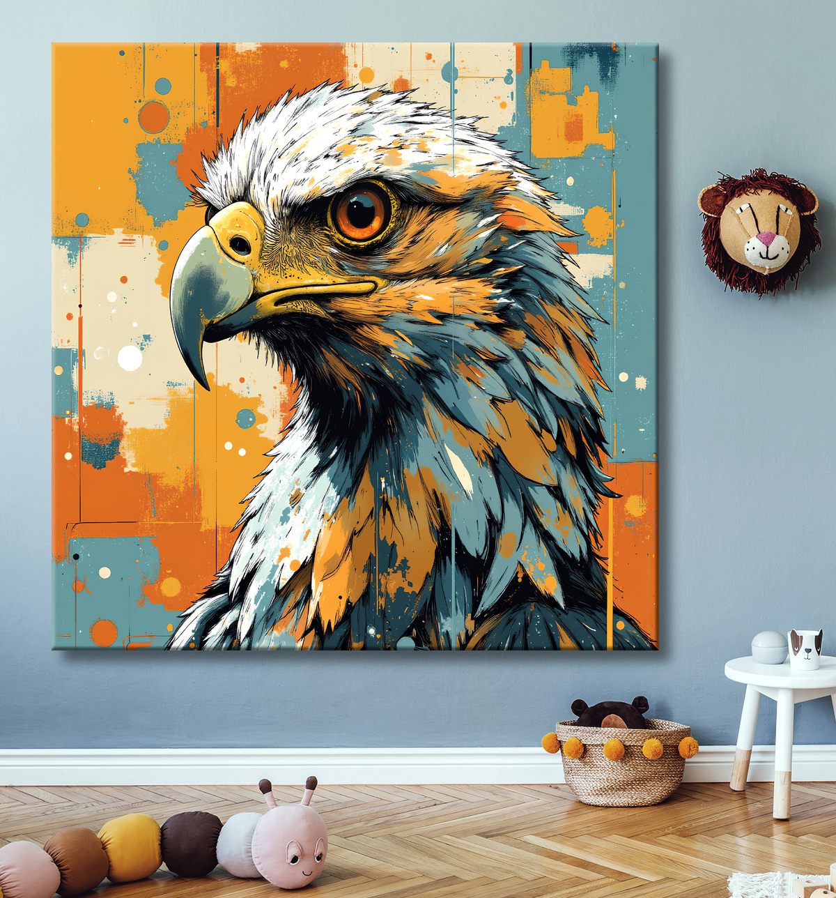 Tableau aigle royal | Peinture animalière contemporaine avec decor