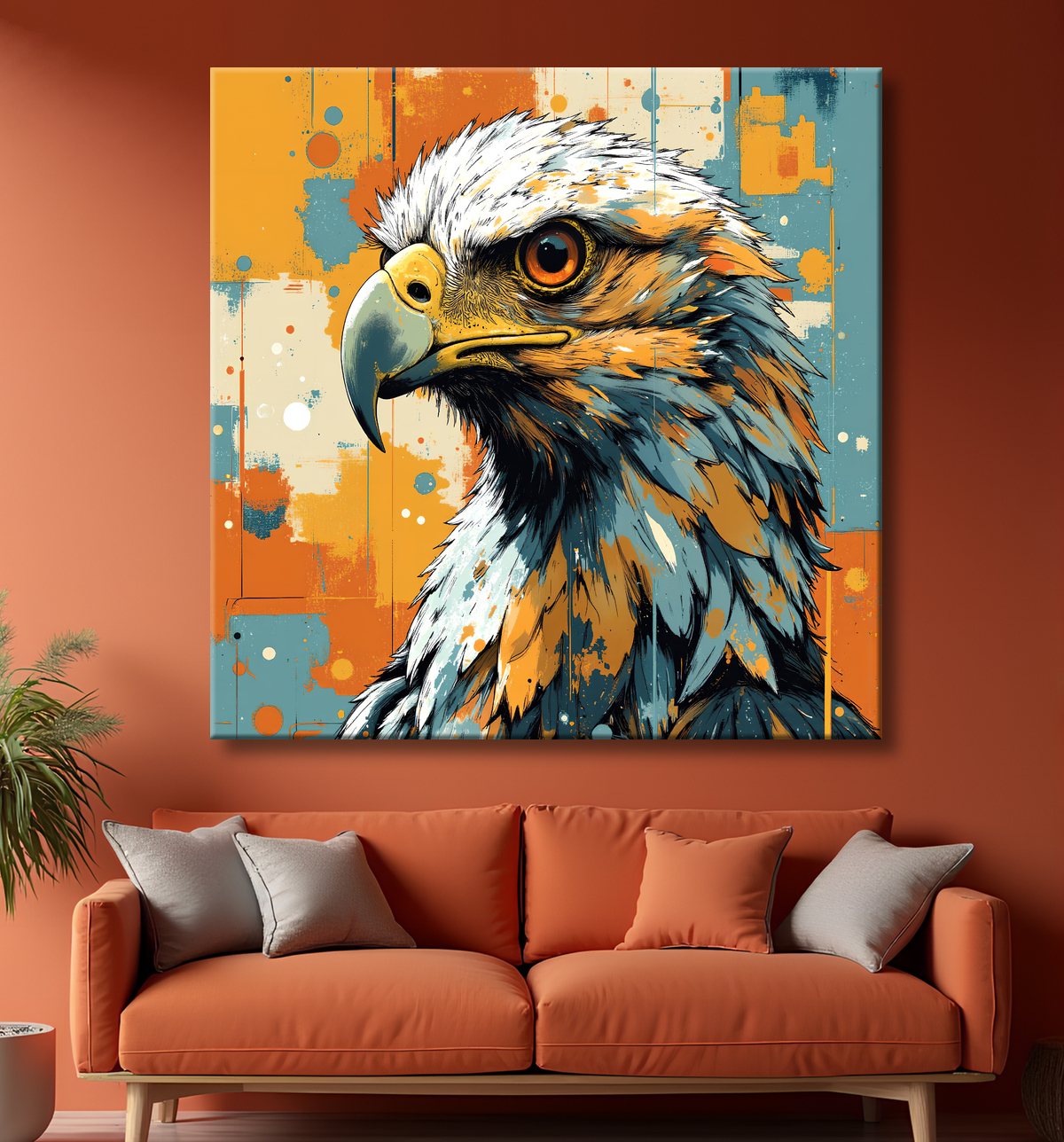 Tableau aigle royal | Peinture animalière contemporaine avec decor