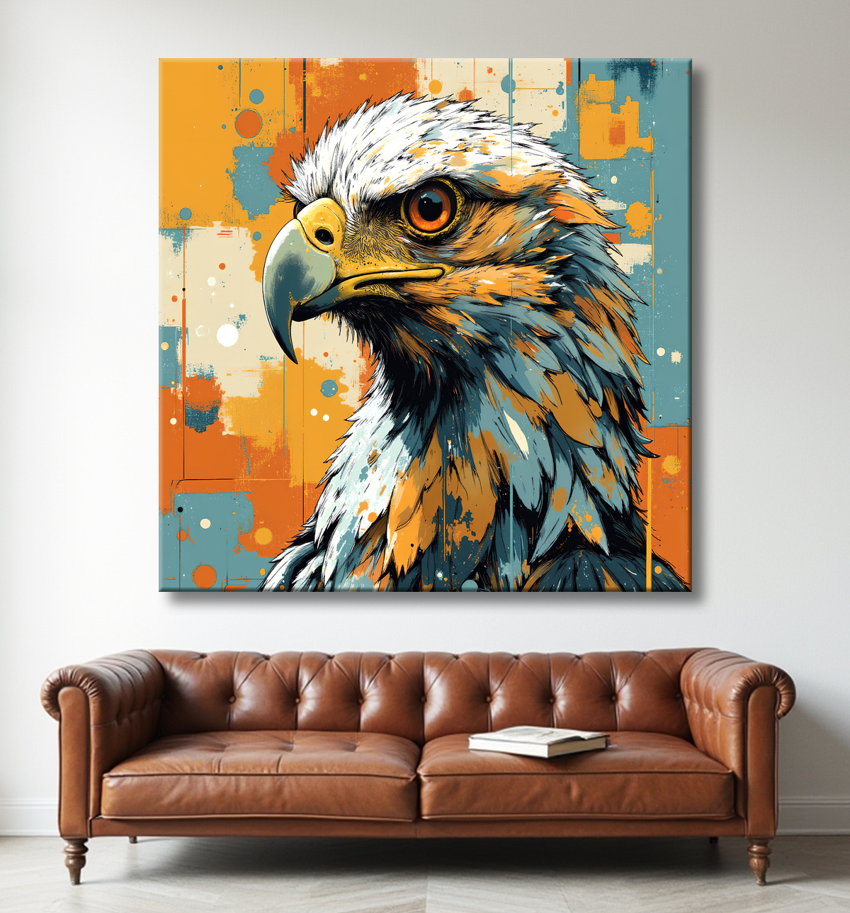 Tableau aigle royal | Peinture animalière contemporaine avec decor