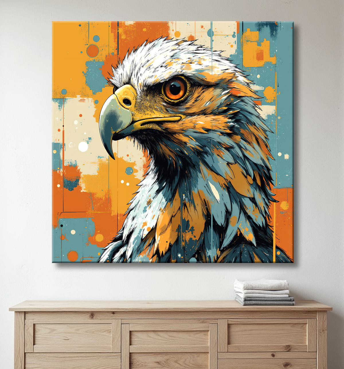 Tableau aigle royal | Peinture animalière contemporaine avec decor