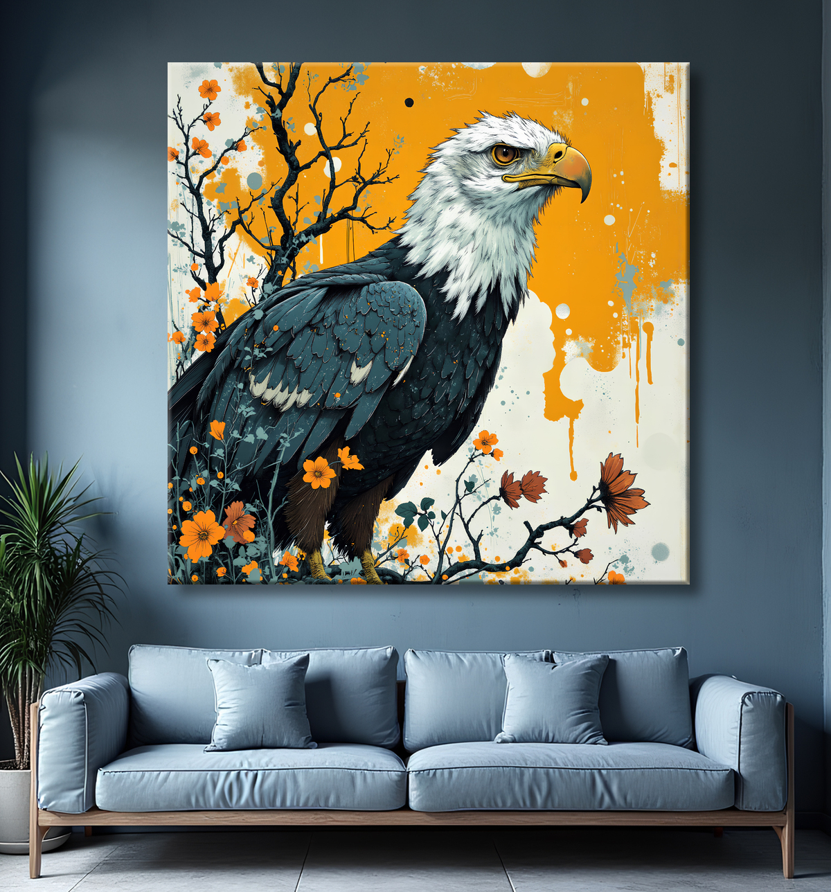 Tableau aigle royal | Peinture animalière contemporaine avec decor