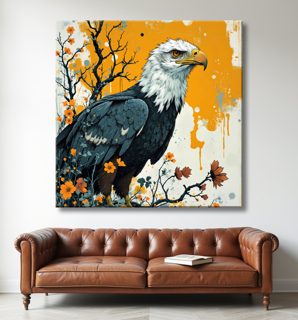 Tableau aigle royal | Peinture animalière contemporaine avec decor
