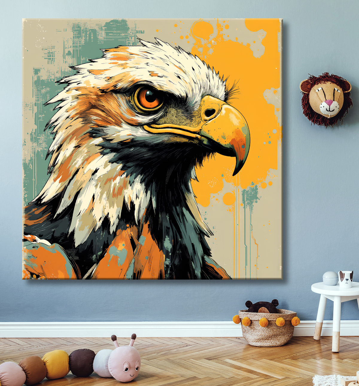 Tableau aigle royal | Peinture animalière contemporaine avec decor