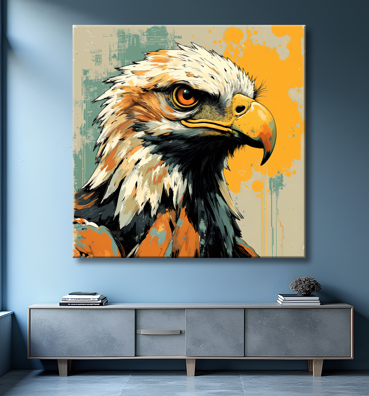 Tableau aigle royal | Peinture animalière contemporaine avec decor