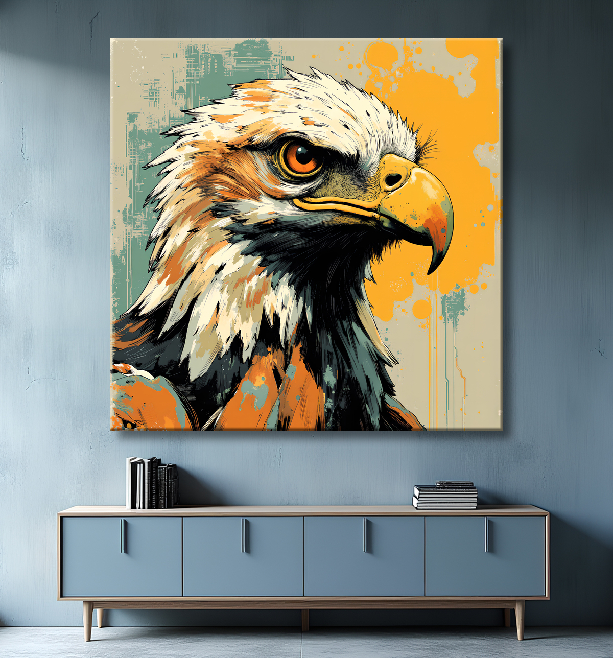 Tableau aigle royal | Peinture animalière contemporaine avec decor