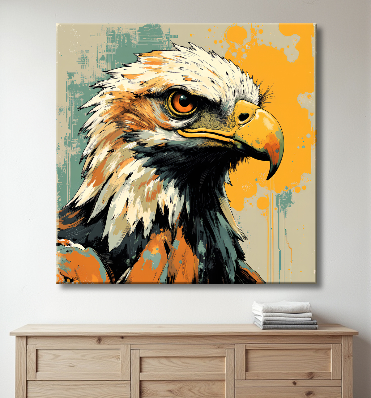 Tableau aigle royal | Peinture animalière contemporaine avec decor
