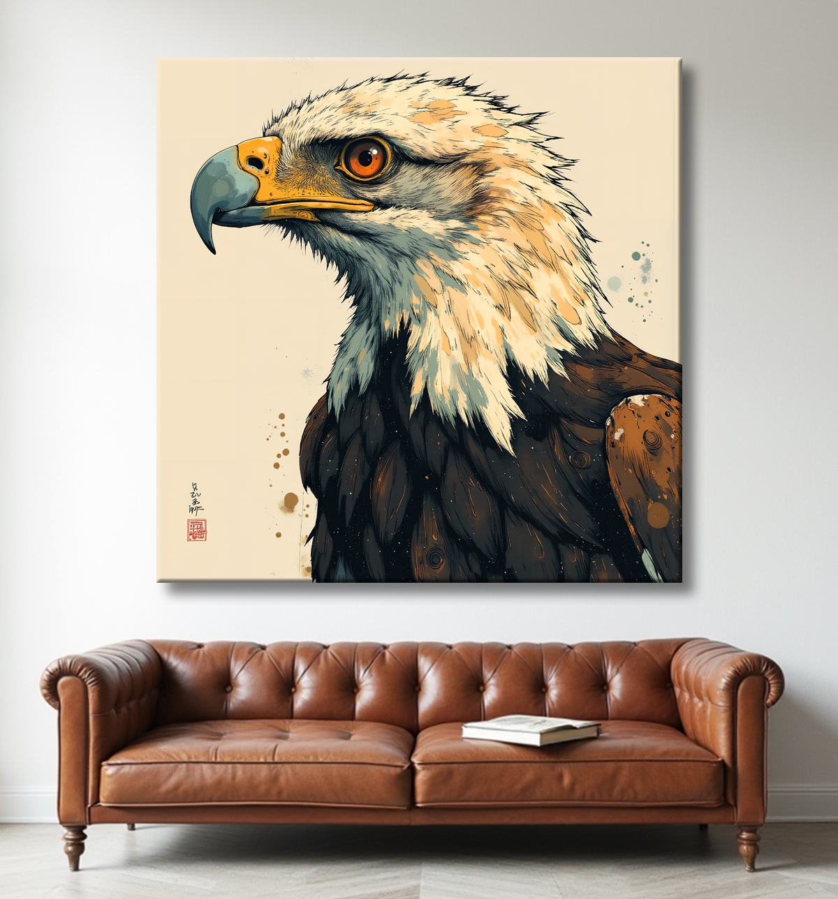Tableau aigle royal | Peinture animalière contemporaine avec decor