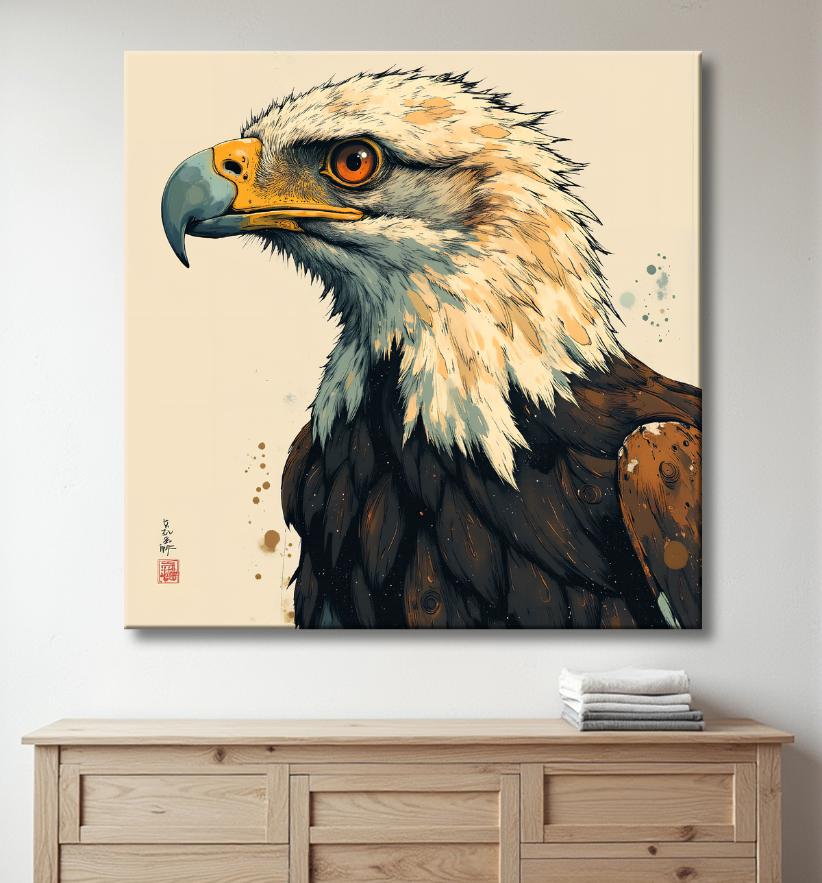 Tableau aigle royal | Peinture animalière contemporaine avec decor