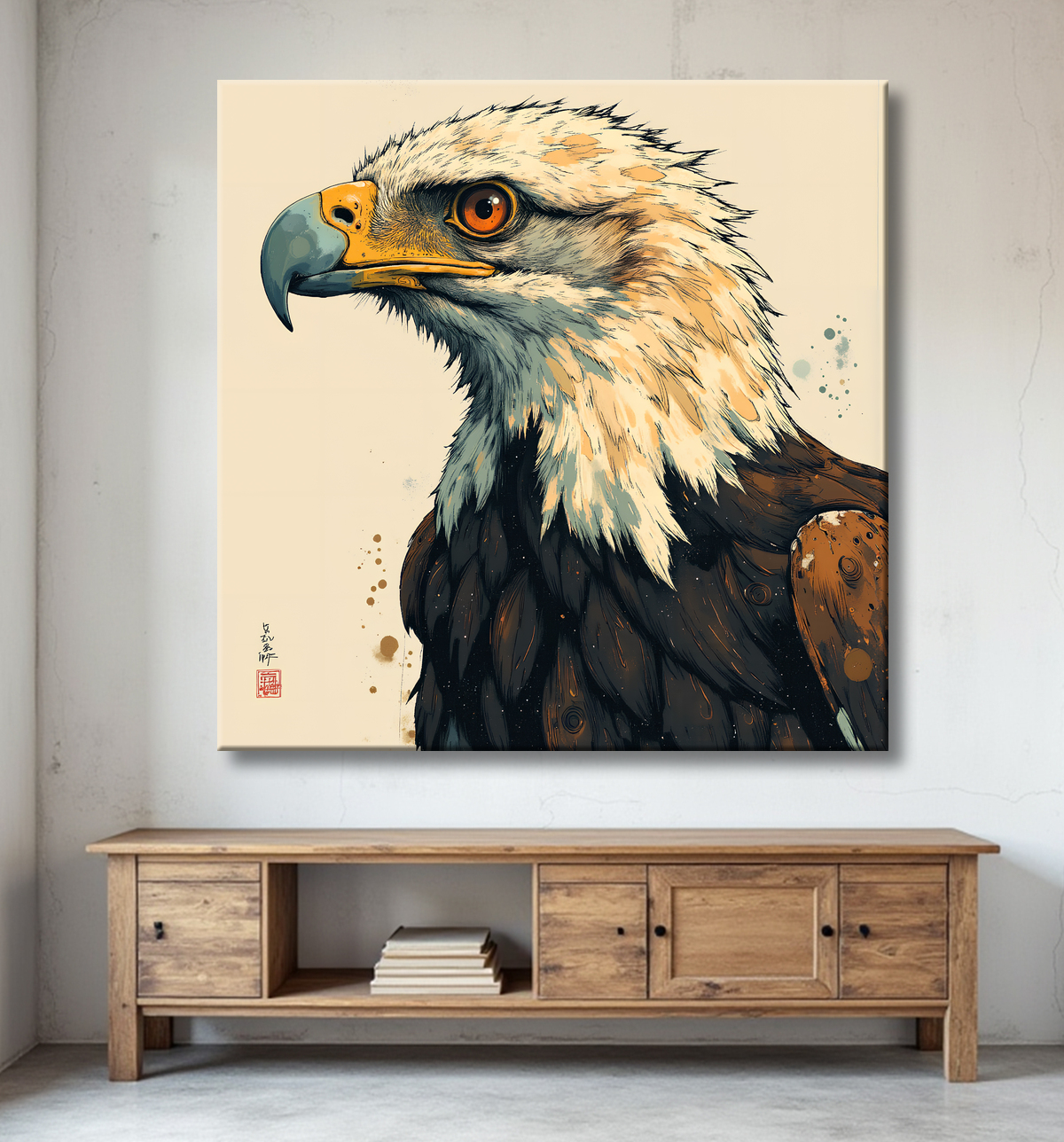 Tableau aigle royal | Peinture animalière contemporaine avec decor