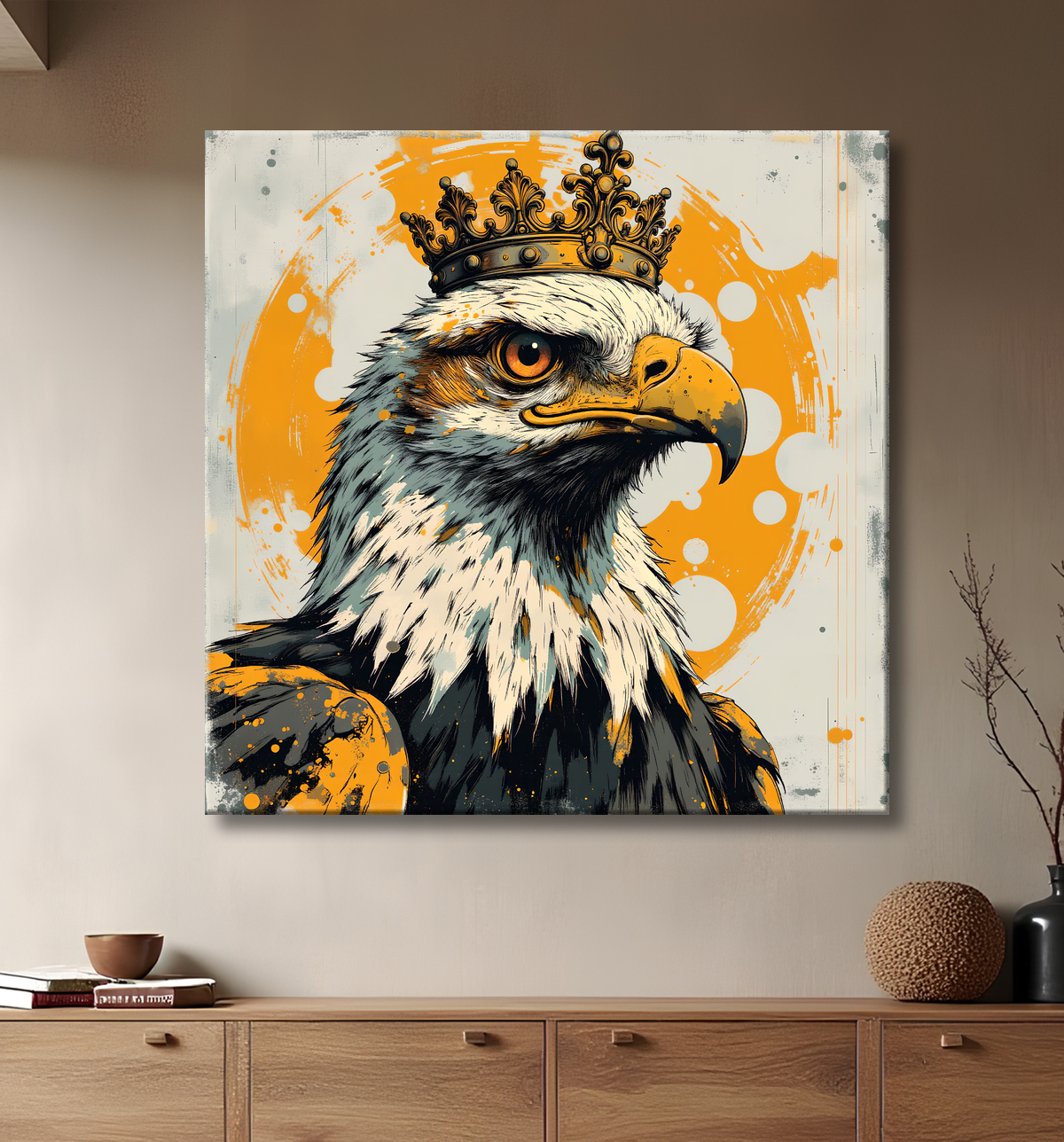 Tableau aigle royal | Peinture animalière contemporaine avec decor