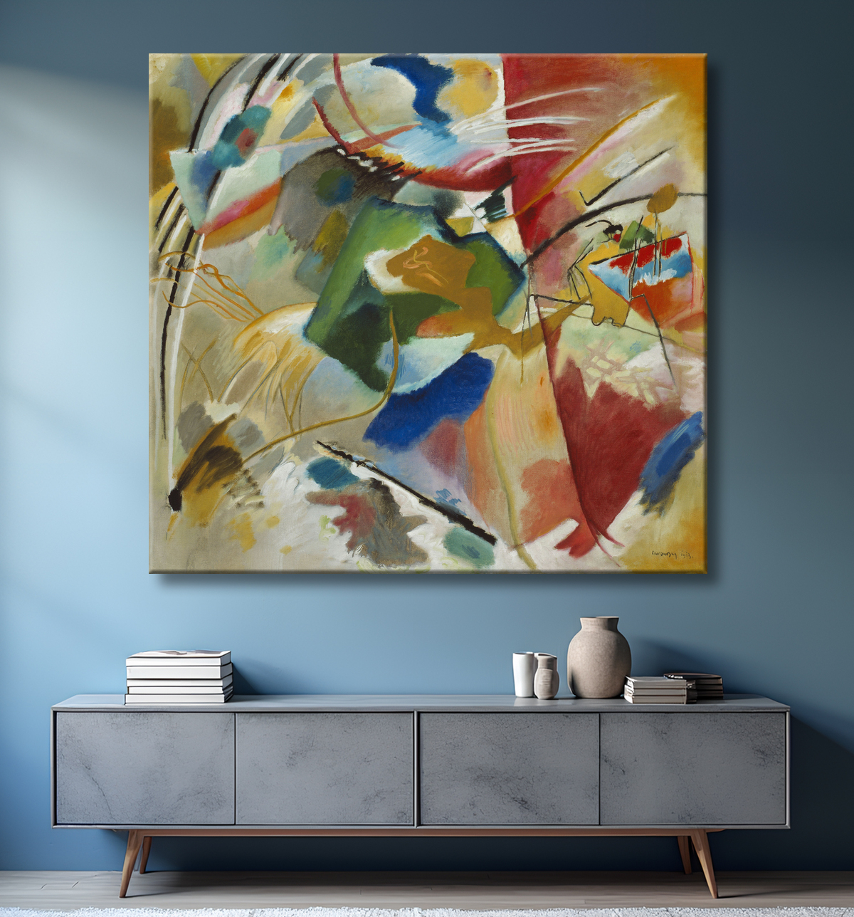 Reproduction Peinture avec Green Center de Vasily Kandinsky avec decor