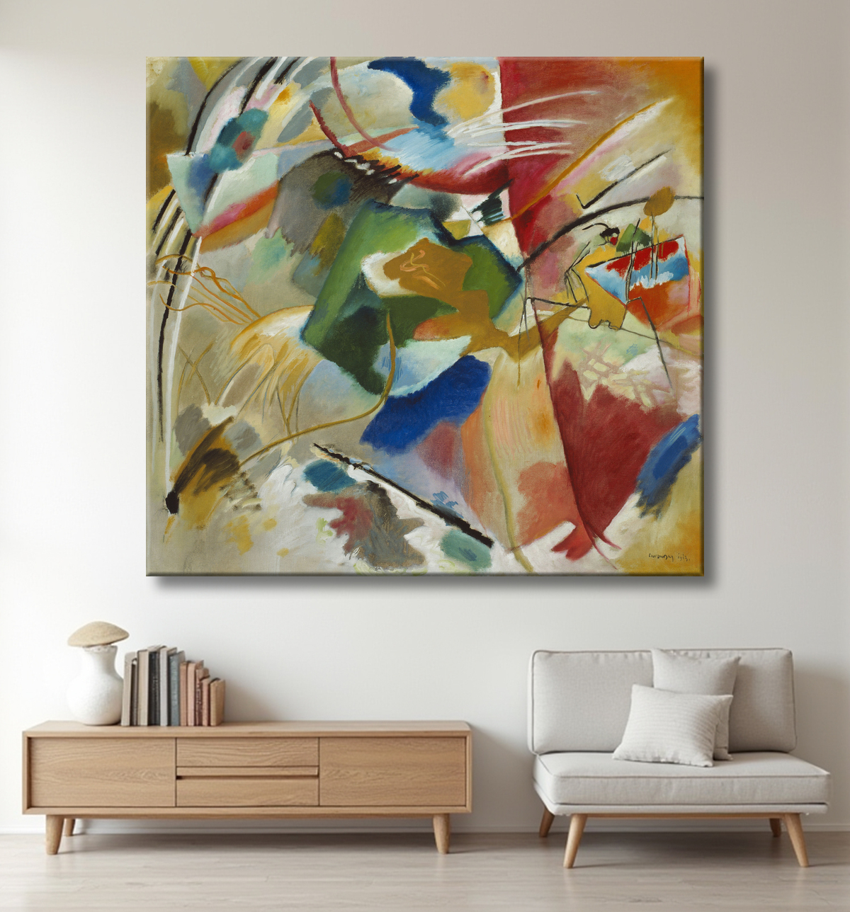 Reproduction Peinture avec Green Center de Vasily Kandinsky avec decor