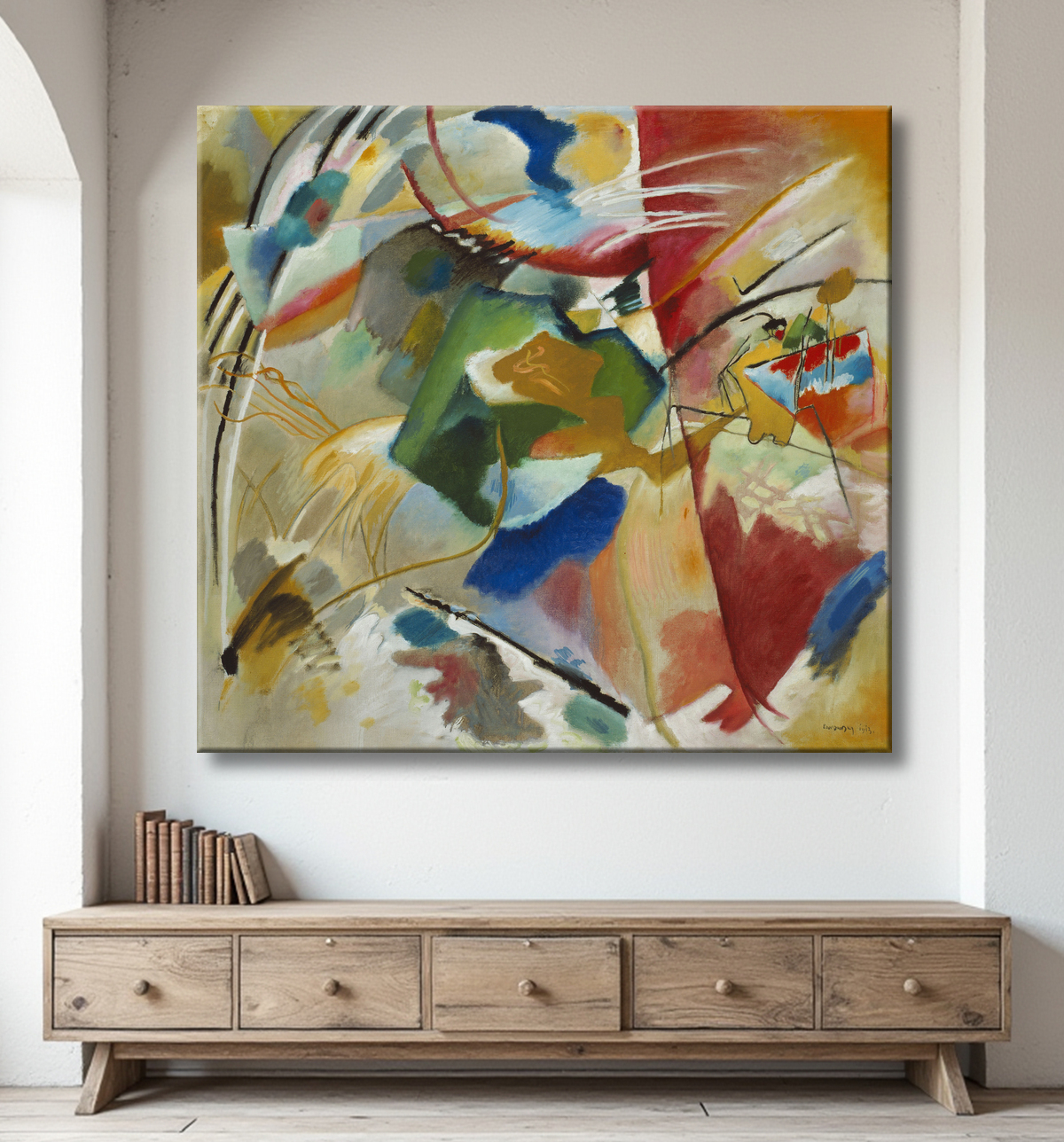 Reproduction Peinture avec Green Center de Vasily Kandinsky avec decor