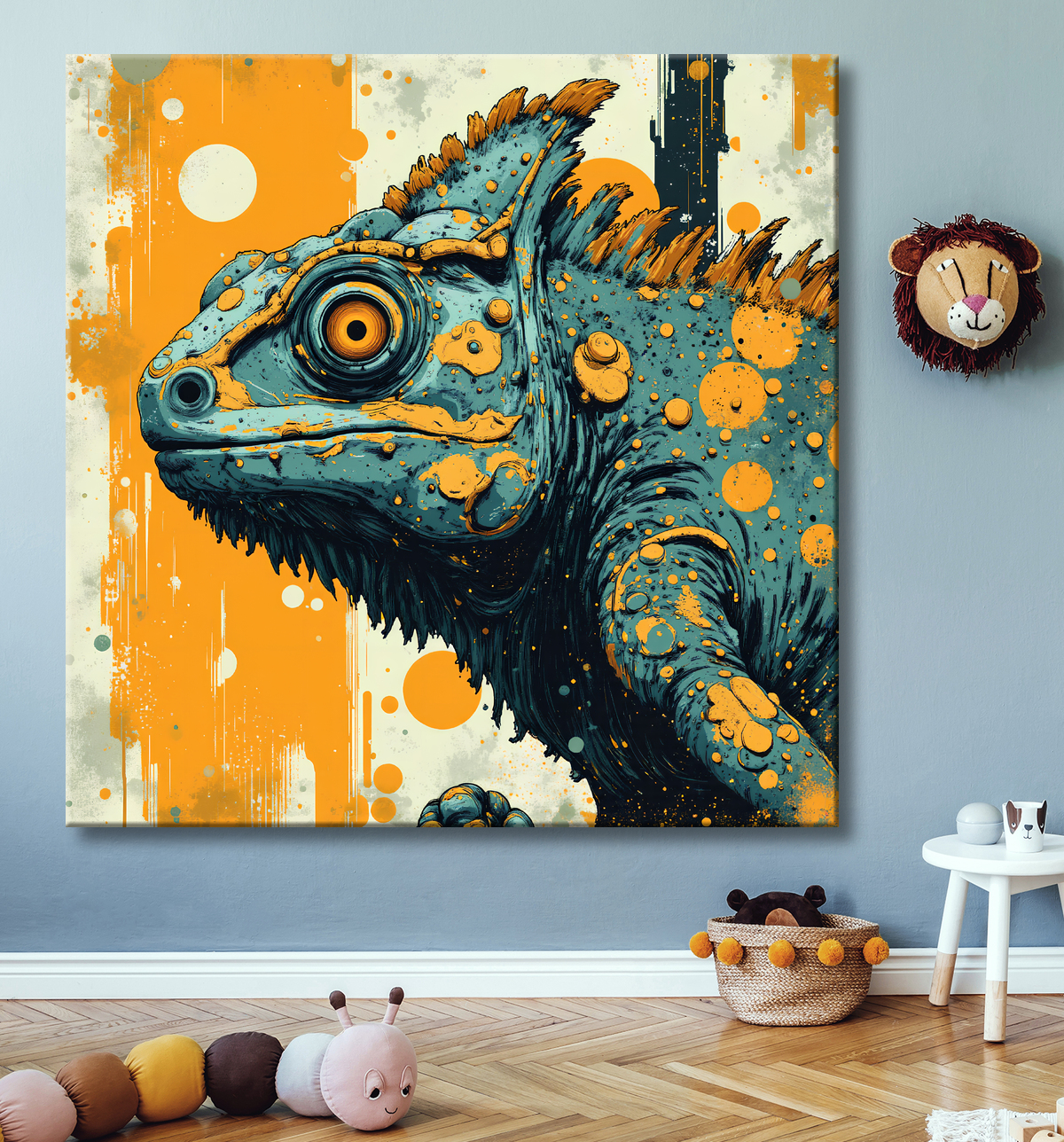 Tableau caméléon - Peinture moderne et expressive avec decor