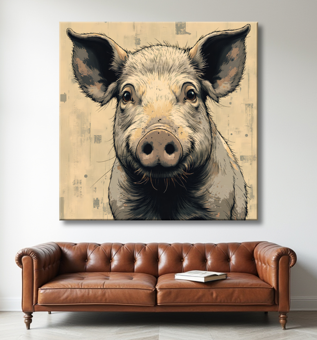 Tableau cochon - Peinture moderne et expressive avec decor