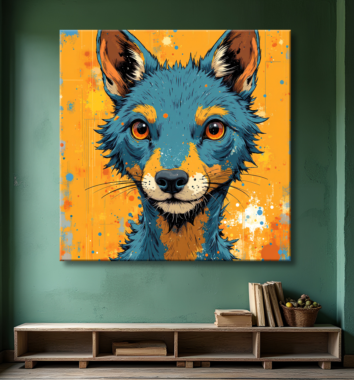 Tableau chien | Peinture chien moderne expressive avec decor
