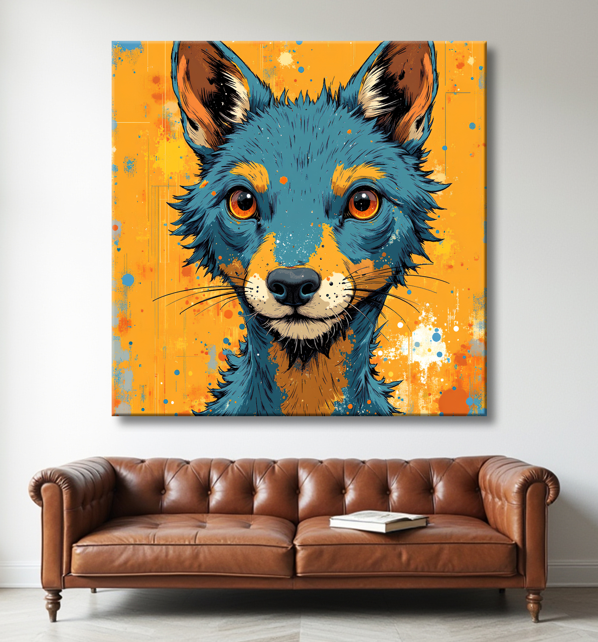 Tableau chien | Peinture chien moderne expressive avec decor