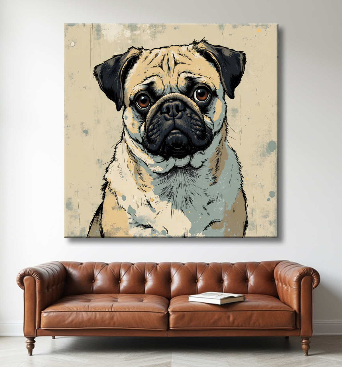 Tableau chien | Peinture chien moderne expressive avec decor