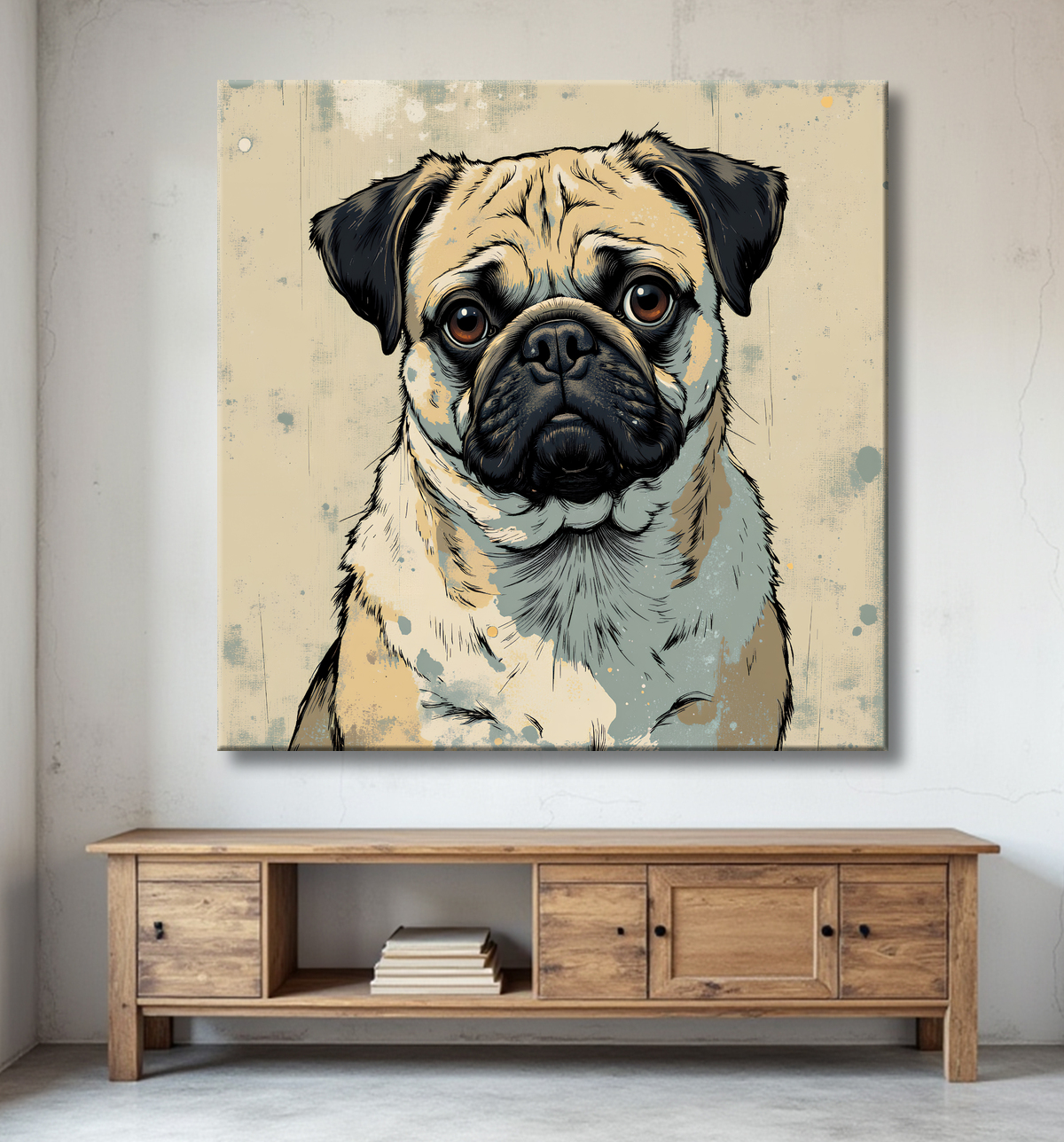 Tableau chien | Peinture chien moderne expressive avec decor