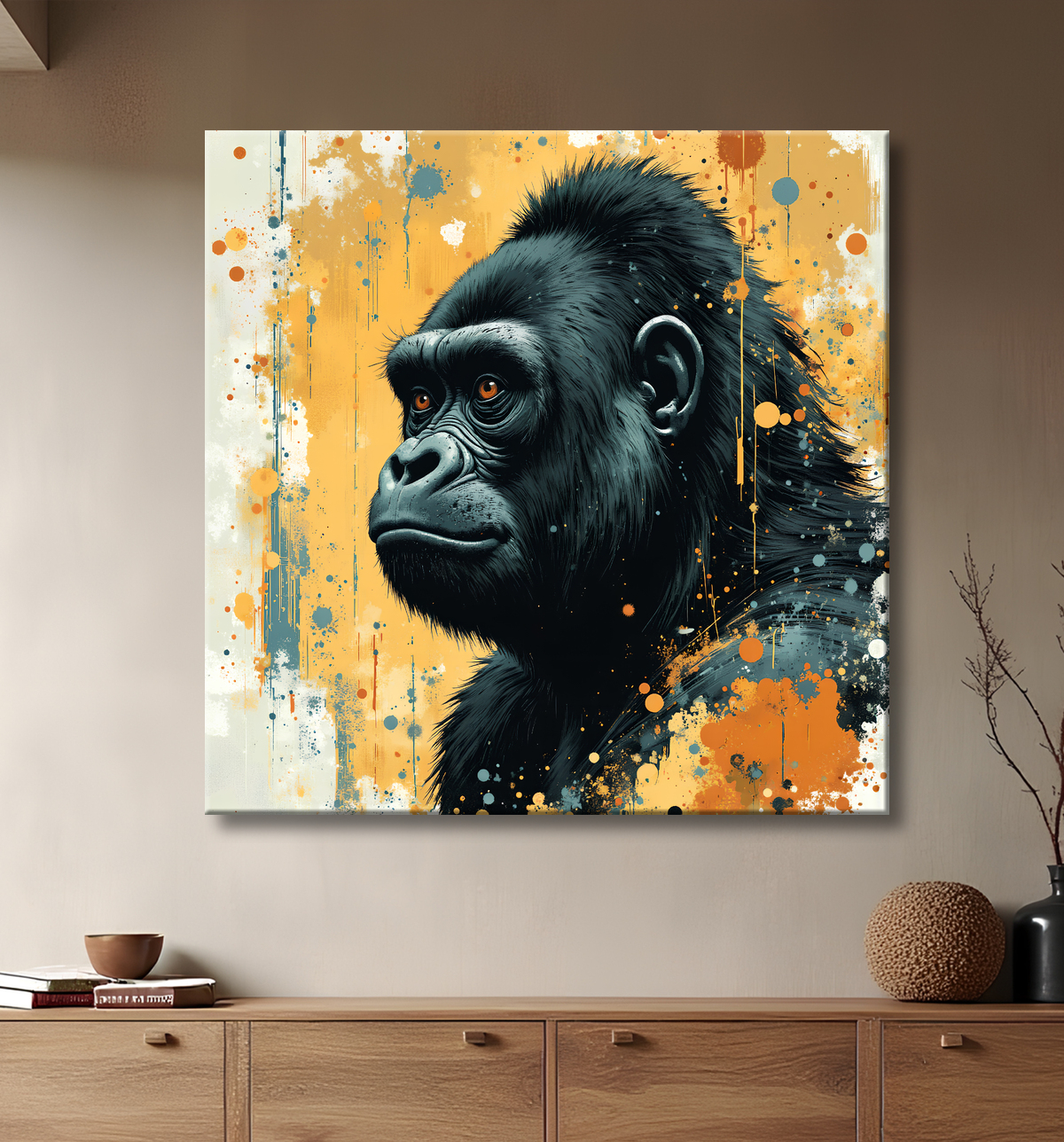 Tableau Gorille | Peinture Moderne Haut de Gamme avec decor