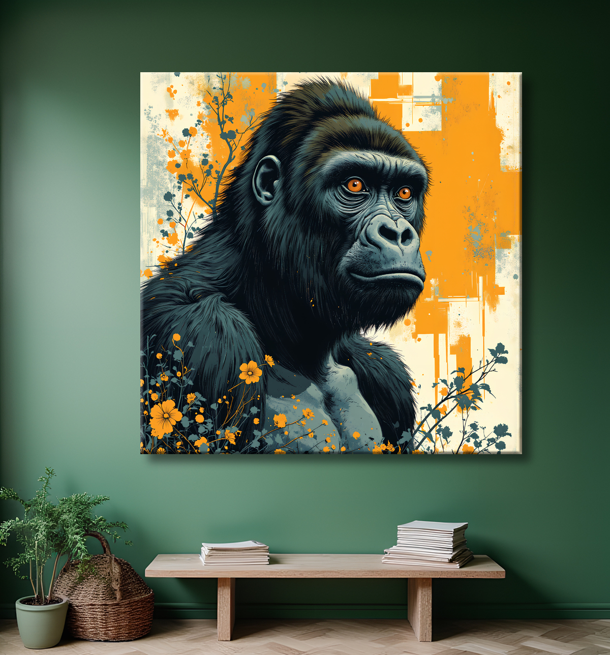 Tableau Gorille | Peinture Moderne Haut de Gamme avec decor