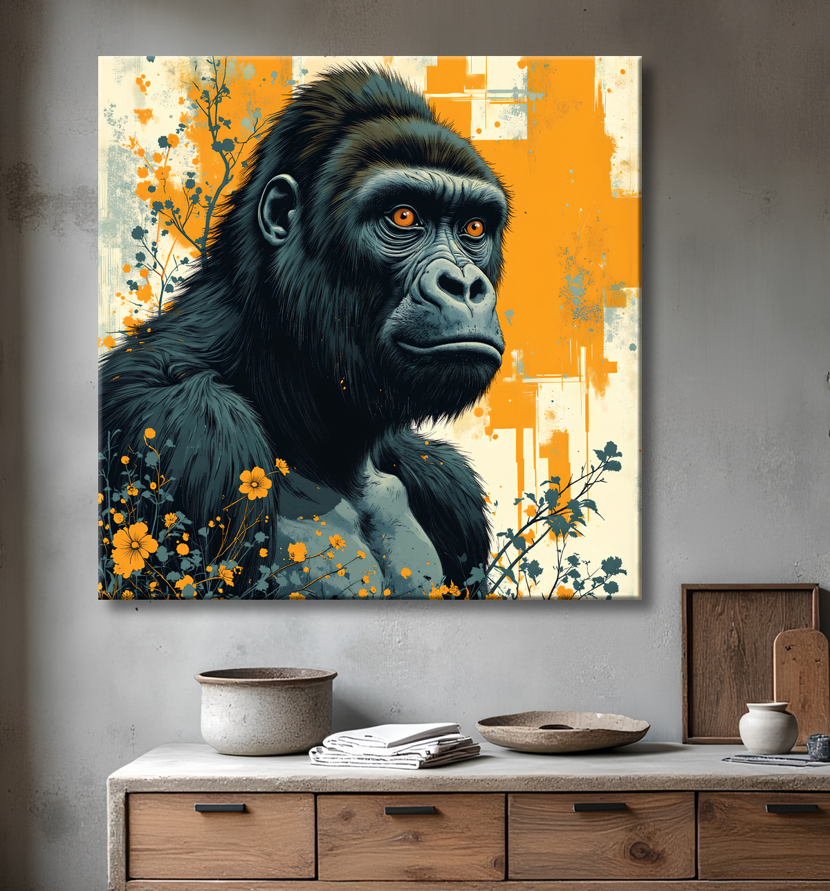 Tableau Gorille | Peinture Moderne Haut de Gamme avec decor