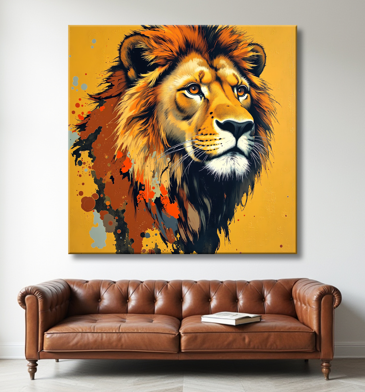 Tableau Lion Peinture Moderne et Expressionniste avec decor