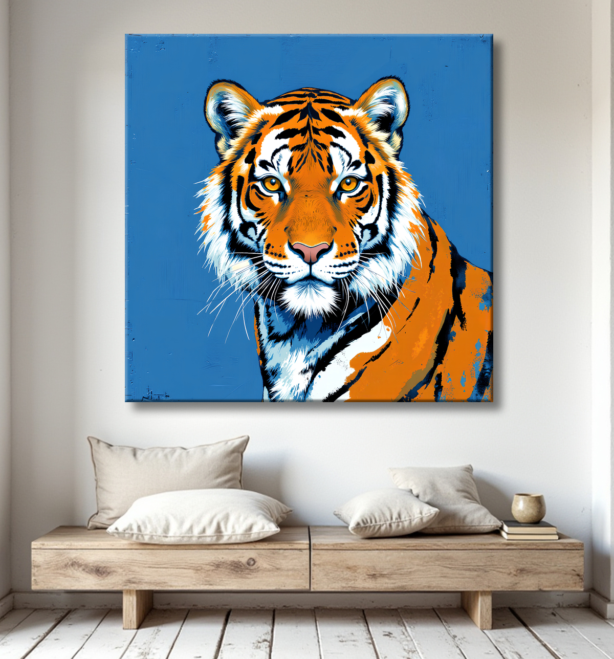 Tableau tigre moderne - Peinture animalière expressive et graphique avec decor