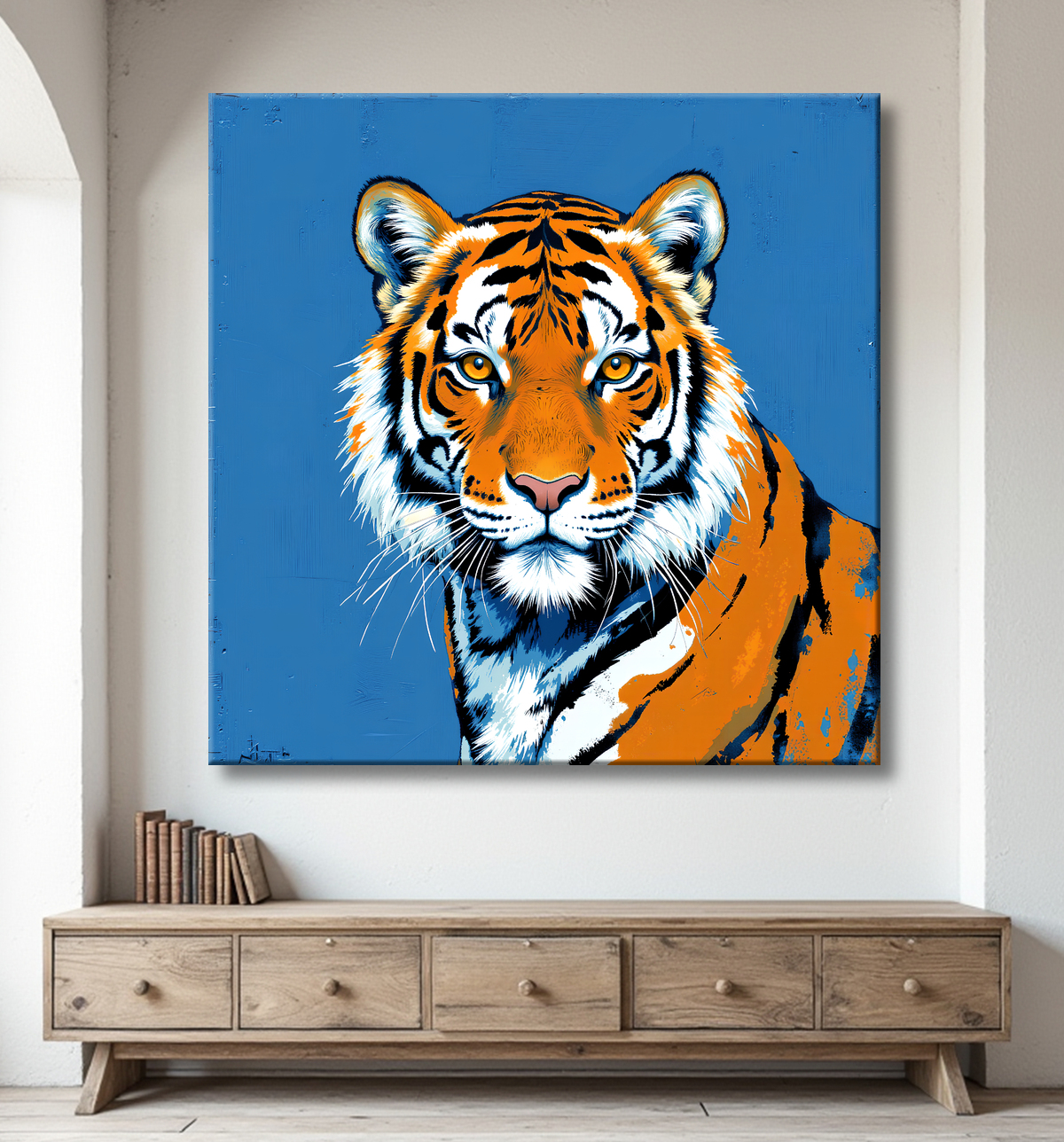Tableau tigre moderne - Peinture animalière expressive et graphique avec decor