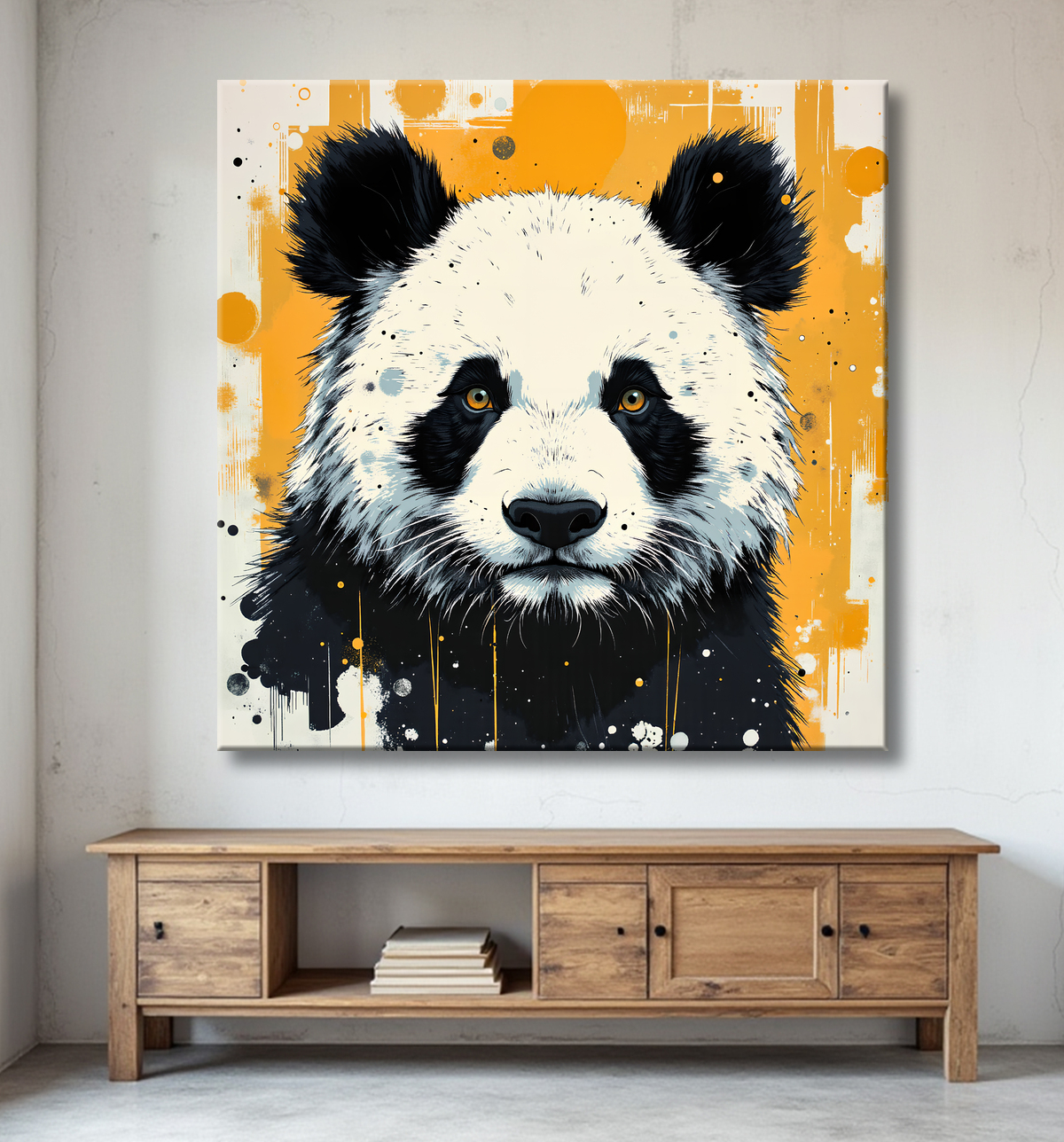 Tableau panda moderne - Peinture animalière expressive et graphique avec decor