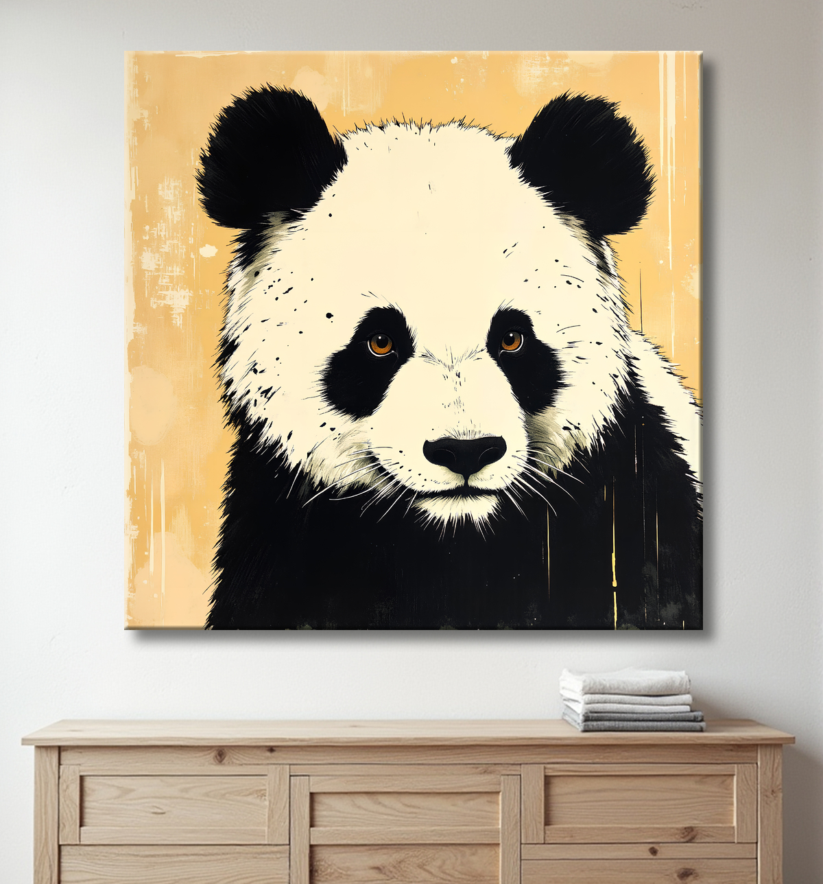 Tableau panda moderne - Peinture animalière expressive et graphique avec decor