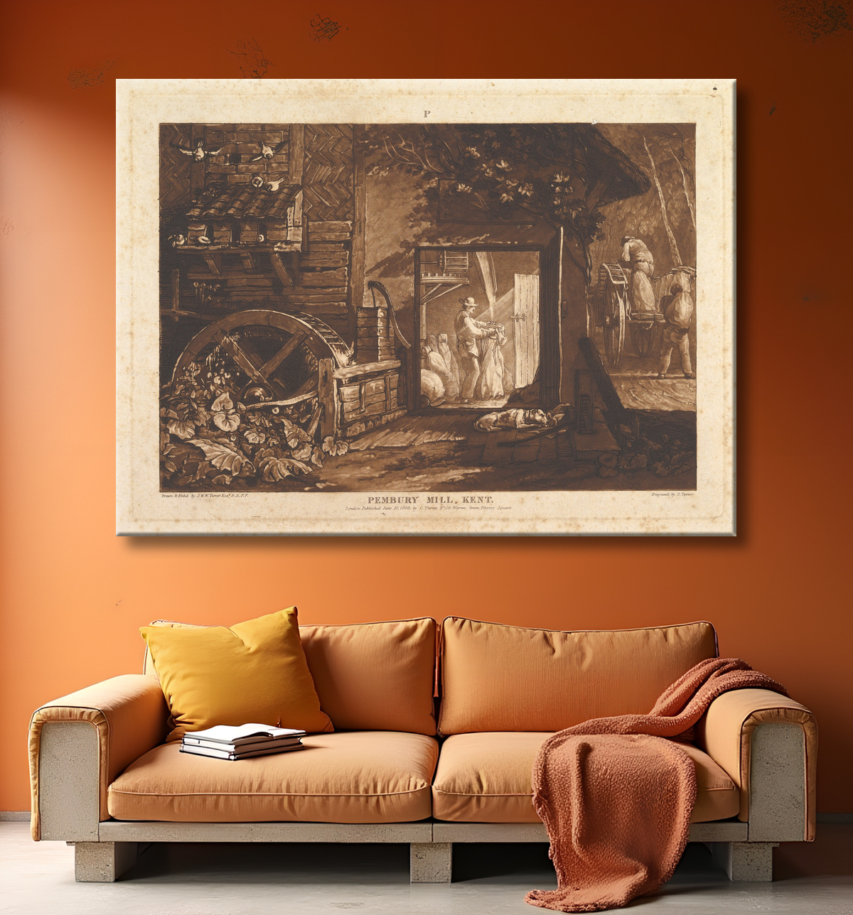 Reproduction Pembury Hill, Kent (The Book Studies, Partie 3, planche 12) de Joseph Mallord William Turner avec decor