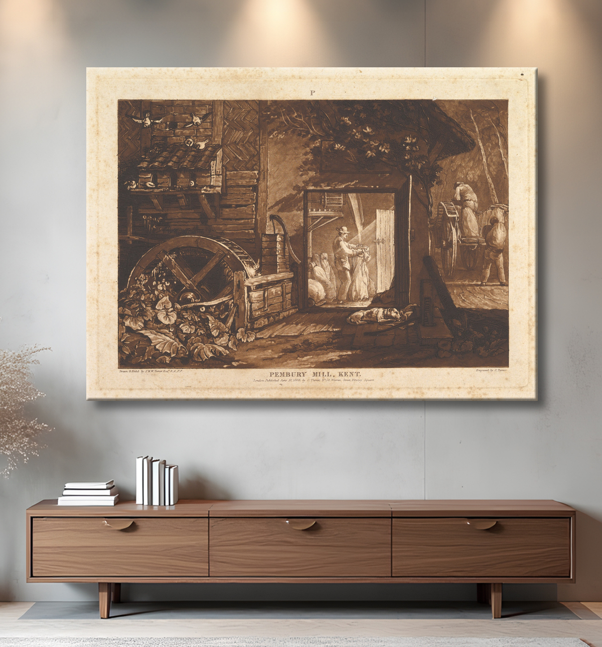 Reproduction Pembury Hill, Kent (The Book Studies, Partie 3, planche 12) de Joseph Mallord William Turner avec decor