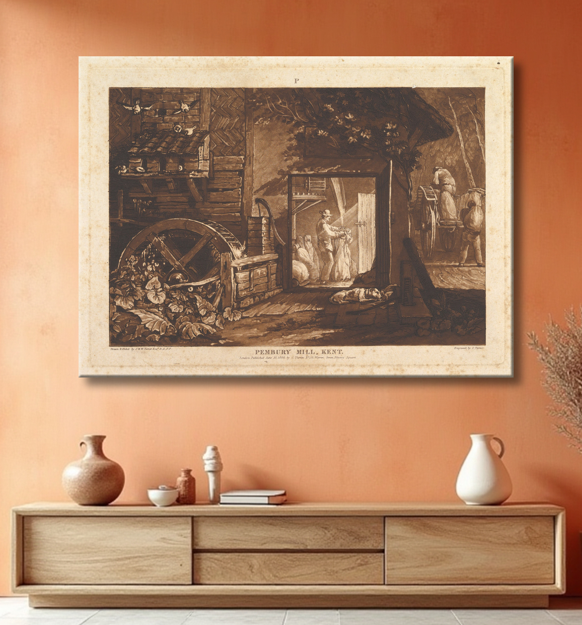 Reproduction Pembury Hill, Kent (The Book Studies, Partie 3, planche 12) de Joseph Mallord William Turner avec decor