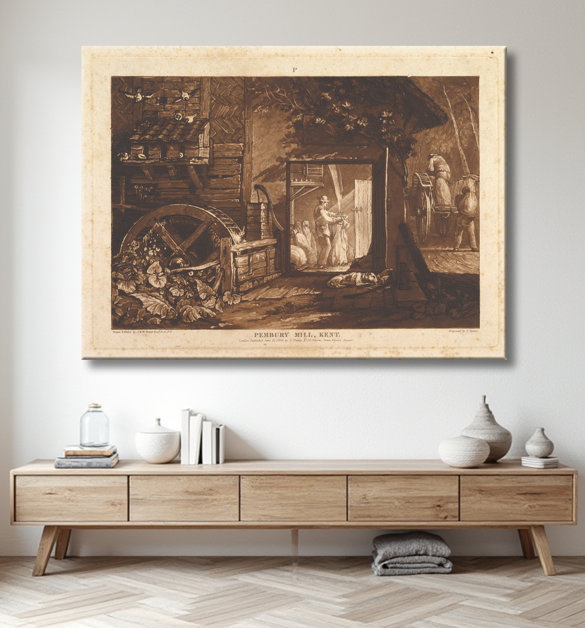 Reproduction Pembury Hill, Kent (The Book Studies, Partie 3, planche 12) de Joseph Mallord William Turner avec decor