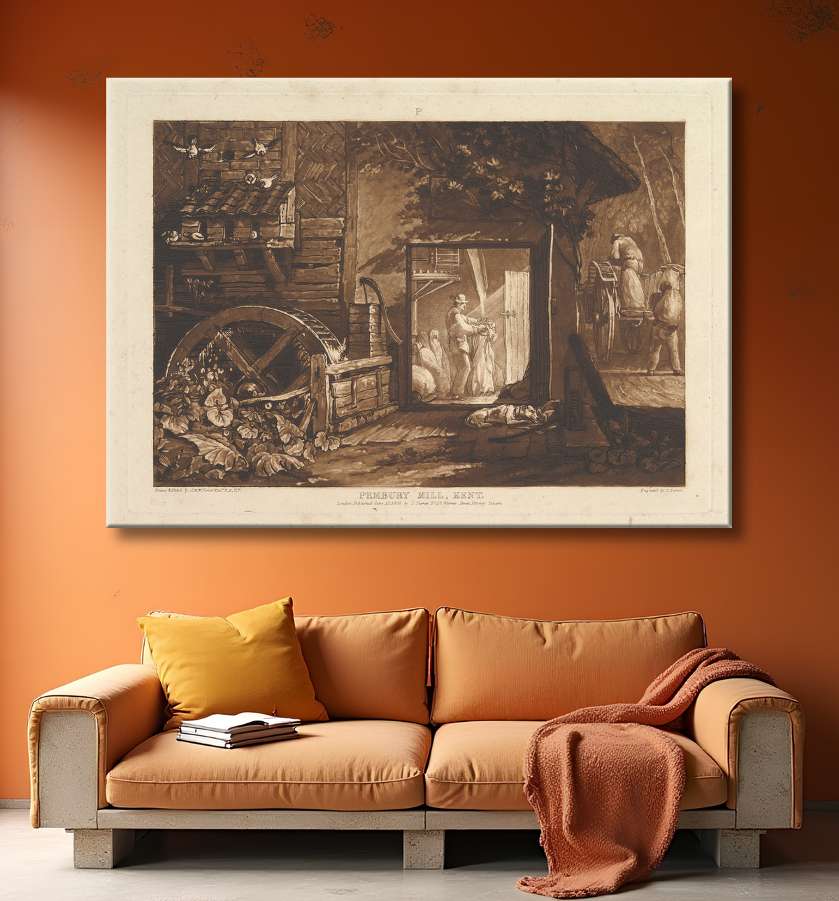 Reproduction Pembury Hill, Kent (The Book Studies, Partie 3, planche 12) de Joseph Mallord William Turner avec decor